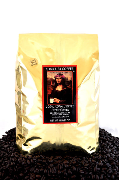 100% Kona Coffee | 5lb French Roast (Whole Bean) | Farm Direct